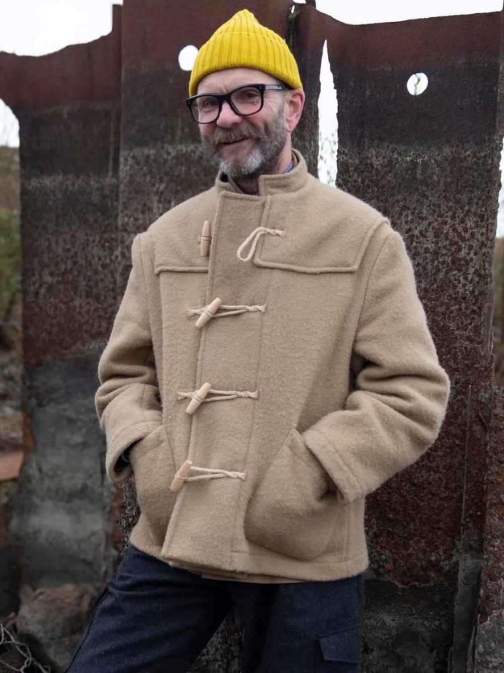 HebTroCo Chopped Duffle Coat Camel English Wool Toggle Short Field Coat L